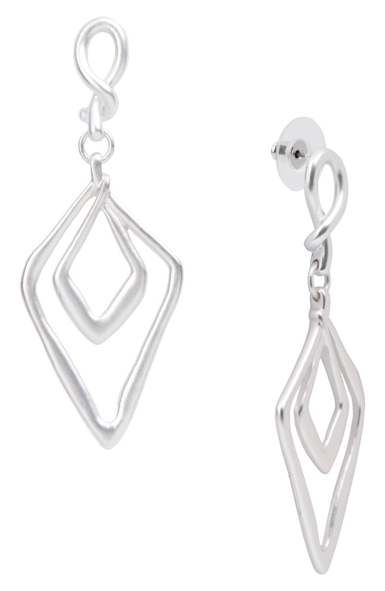 SAACHI Double Diamond Drop Earrings, Alternate, color, Silver