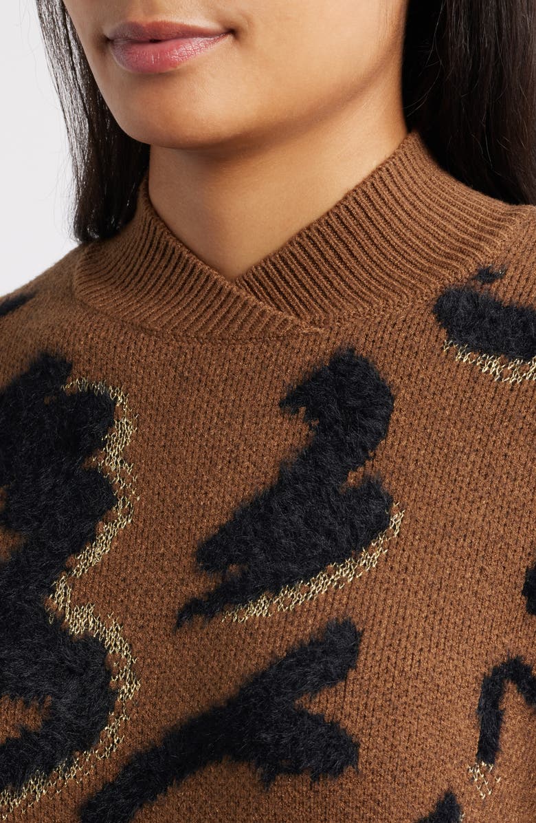 Wit & Wisdom Metallic Jacquard Sweater, Alternate, color, Golden Brown/ Black