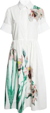 Erdem Floral Print Cotton Midi Shirtdress