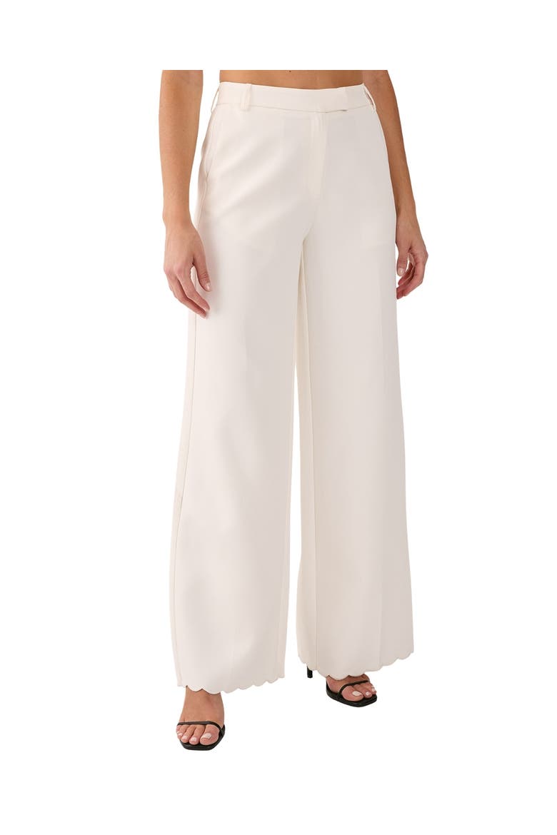 Embroidered Tailored Wide Leg Pants, Alternate, color, White