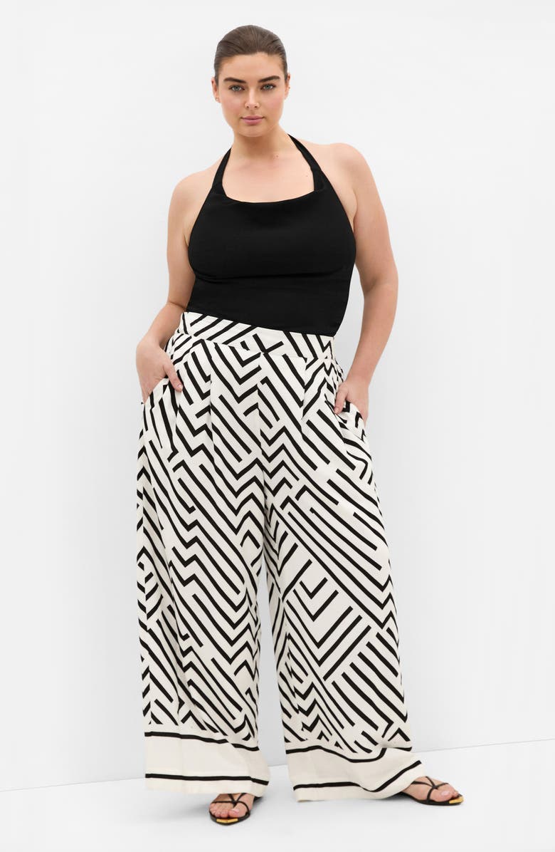 City Chic Linear Wide Leg Pants, Alternate, color, 