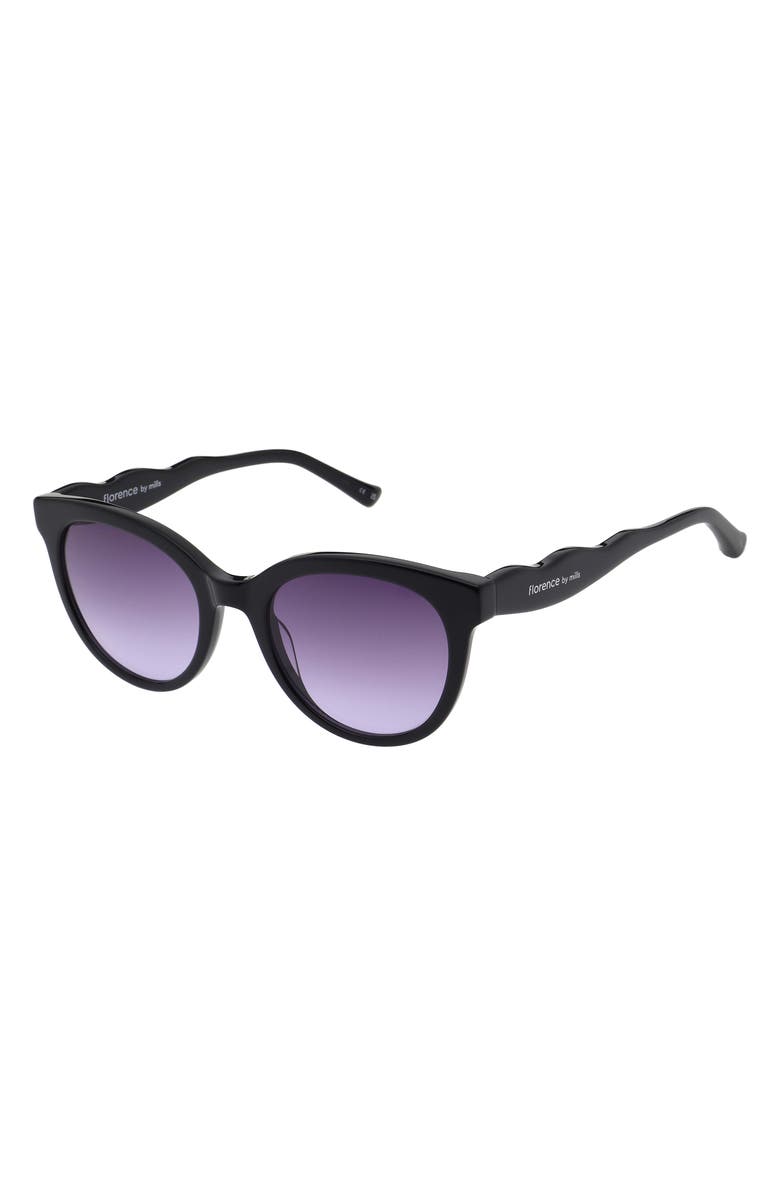 Florence by Mills 51mm Round Sunglasses, Alternate, color, Gloss Black