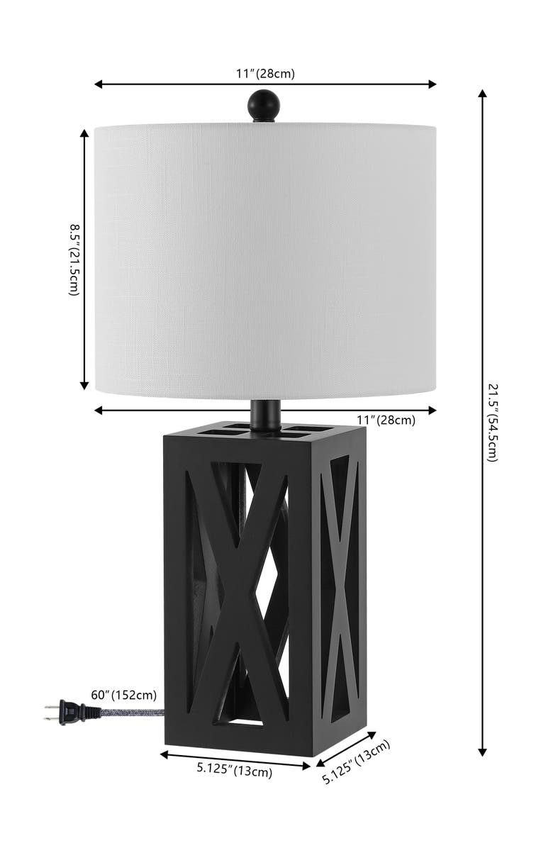 JONATHAN Y Stewart 21.5" Farmhouse Wood LED Table Lamp, Alternate, color, Black