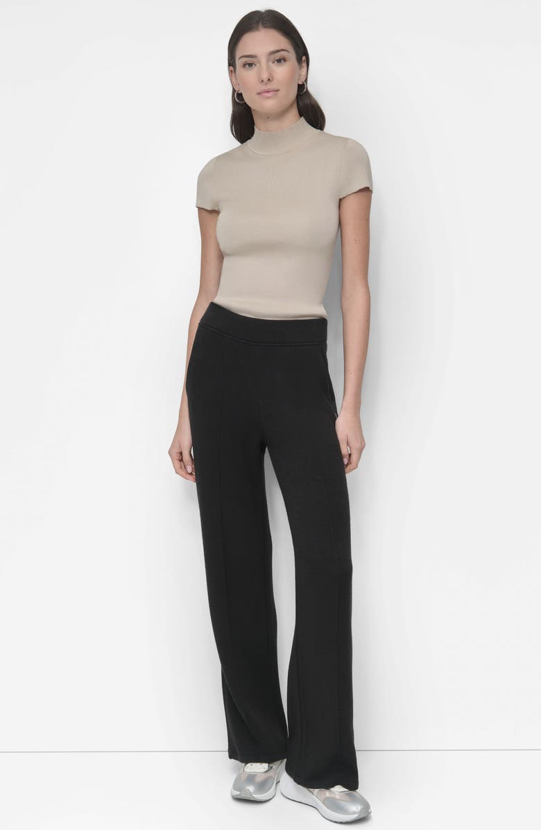 DKNY Mere Hacci Wide Leg Pants, Alternate, color, Black
