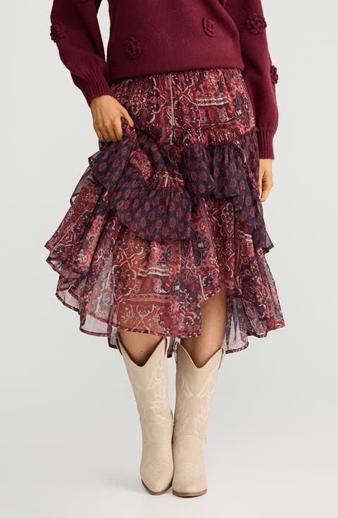 Sassy Print Midi Skirt