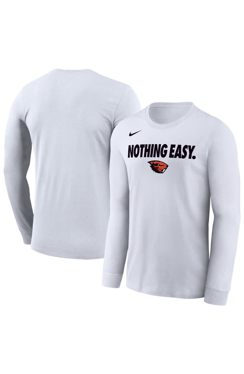 Nike Men's Nike White Oregon State Beavers 2025 On-Court Bench Long Sleeve T-Shirt, Alternate, color, 