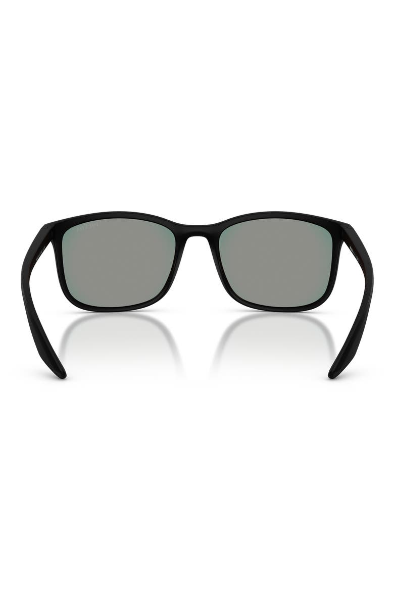 56mm Pillow Sunglasses, Alternate, color, MATTE BLACK/ GREY BLUE/ RED