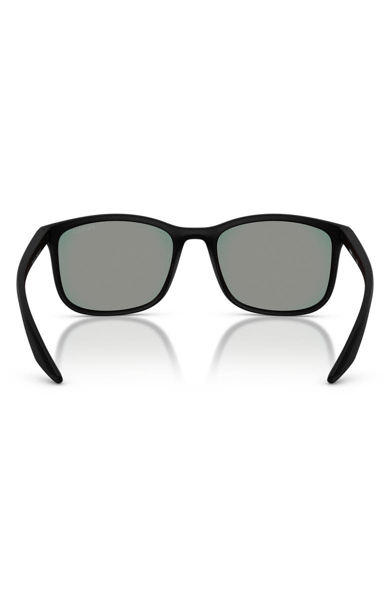 Prada Linea Rossa 56mm Pillow Sunglasses, Alternate, color, Matte Black/ Grey Blue/ Red