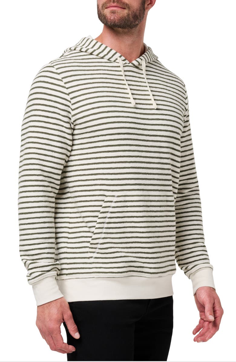 TravisMathew Shark Warning Stripe Cotton Blend Hoodie, Alternate, color, Dark Olive