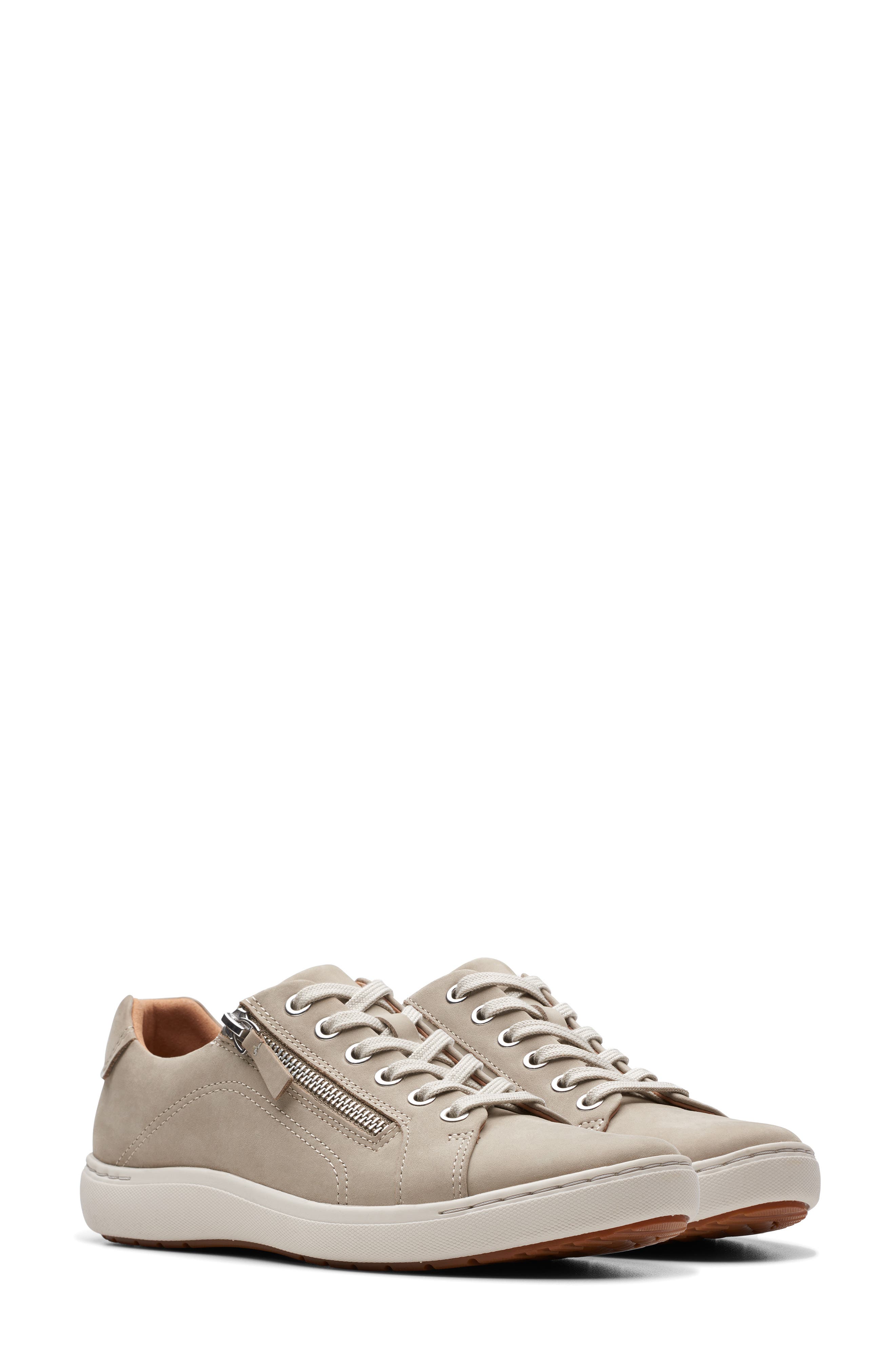 Clarks<sup>®</sup> Nalle Zip Sneaker, Main, color, Stone Nubuck