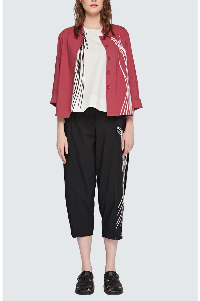 Eli Printed Linen Cotton Blended Pants, Alternate, color, Black