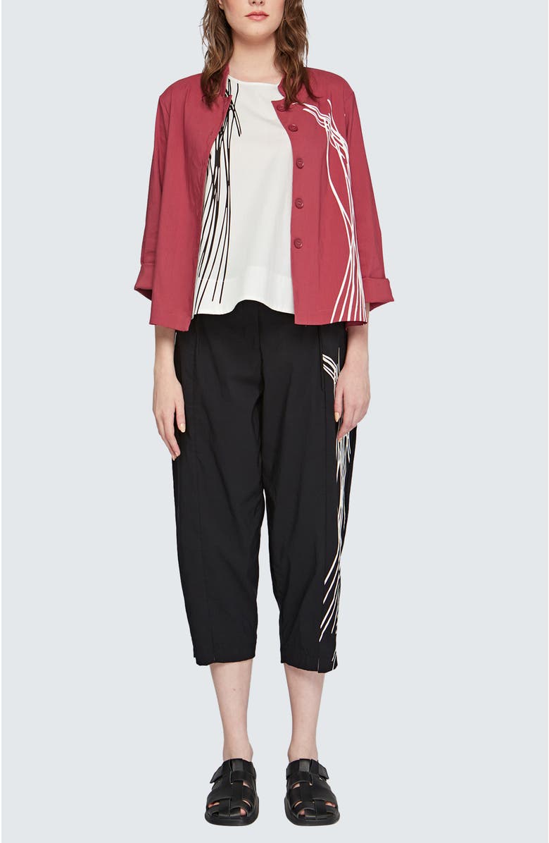 LUUKAA Eli Printed Linen Cotton Blended Pants, Alternate, color, Black