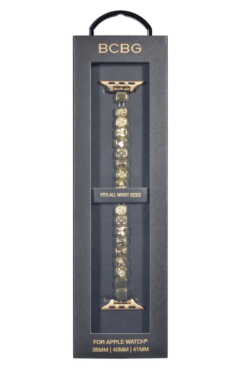 BCBG Charm Link Apple Watch<sup>®</sup> Watchband, Alternate, color, Gold