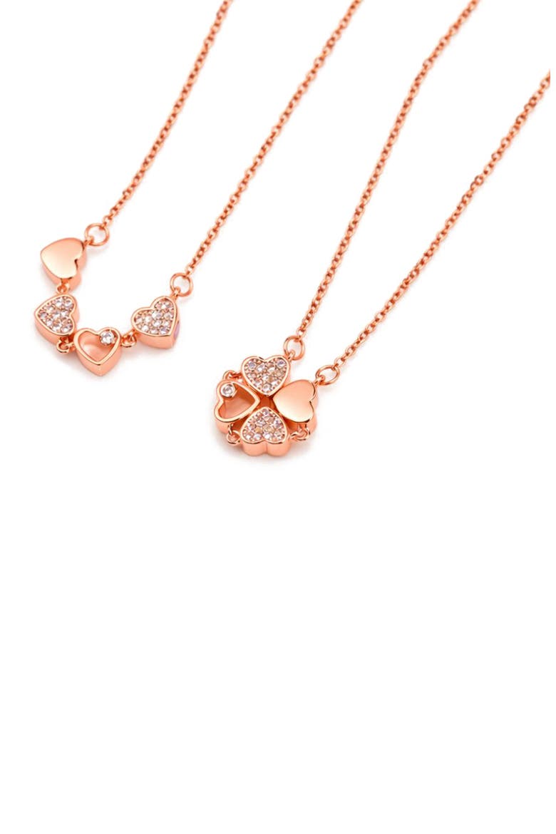 Crystal Clover Pendant Necklace, Alternate, color, ROSE GOLD