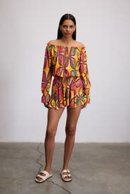 Je Te Veux Sirius Starry Print Off-Shoulder Mini Dress