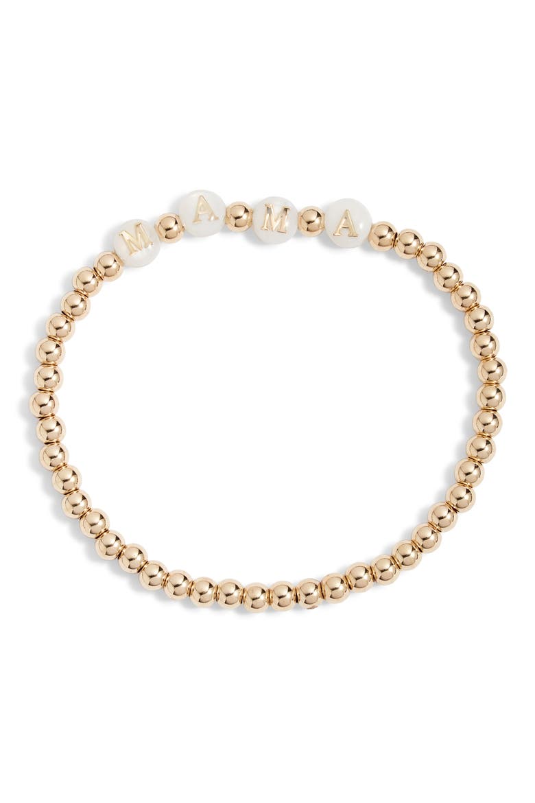 Mama Beaded Stretch Bracelet, Main, color, GOLD FILL AND MOTHER OF PEARL