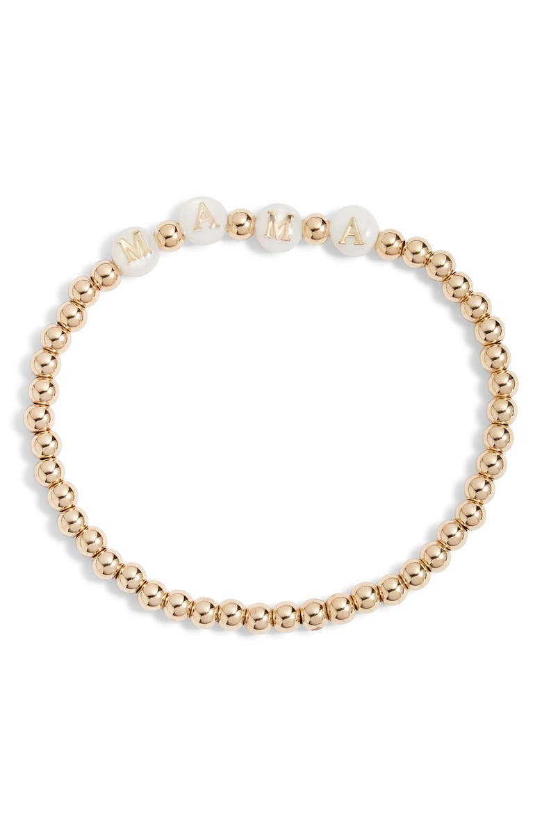 Nashelle Mama Beaded Stretch Bracelet, Main, color, Gold Fill And Mother Of Pearl