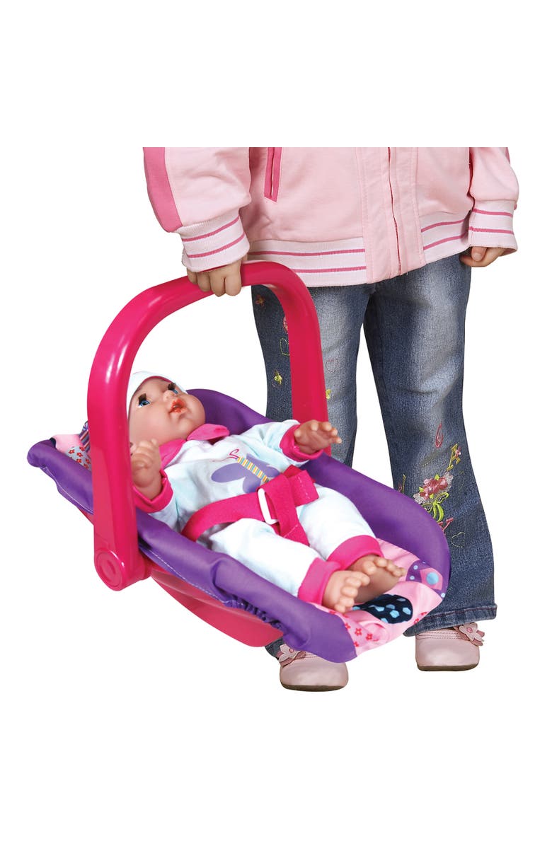 Lissi 11 Inch Baby Doll & Car Seat Handbag Set, Pink Blue Purple Butterfly Outfit, Alternate, color, Multicolored
