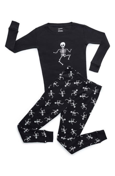 LEVERET Skeleton 2-Piece Cotton Pajamas