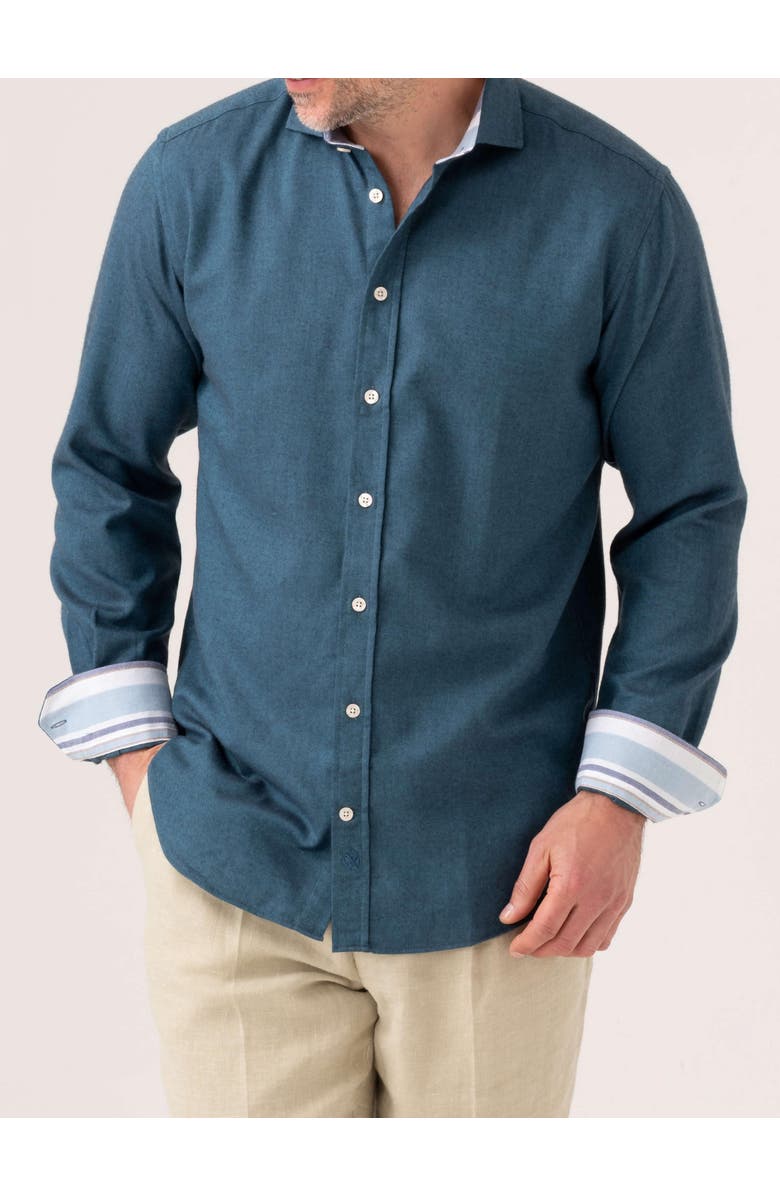 Koy Clothing Cotton Merino Long Sleeve Shirt, Main, color, Teal