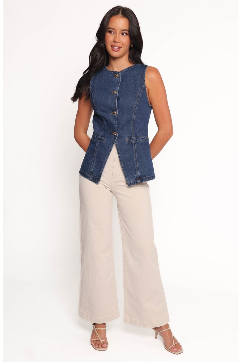 Nessa Denim Vest, Alternate, color, BLUE