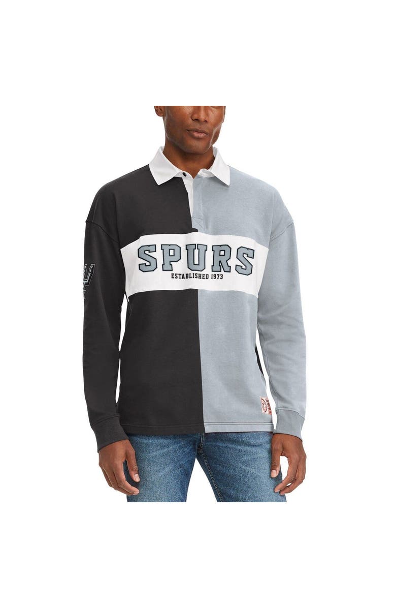 TOMMY JEANS Men's Tommy Jeans Black/Gray San Antonio Spurs Ronnie Rugby Long Sleeve T-Shirt, Main, color, Black