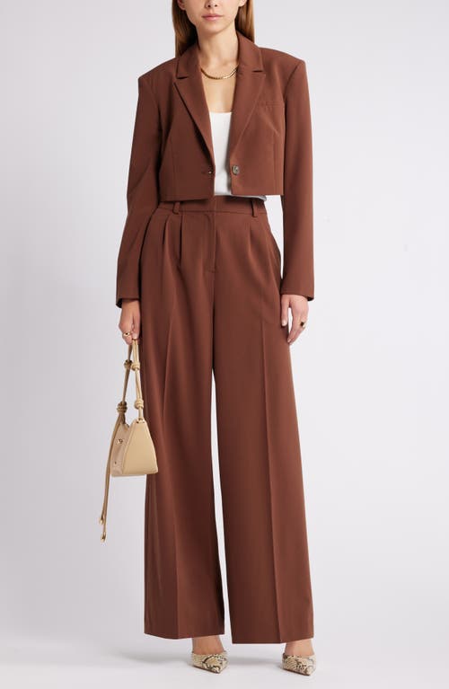 Open Edit Crop Blazer In Brown Soil