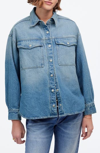 【Anyone more】Myua Boxy Fit Denim Pocket Shirt Jacket Madewell Boxy Denim Shirt Jacket | Nordstrom