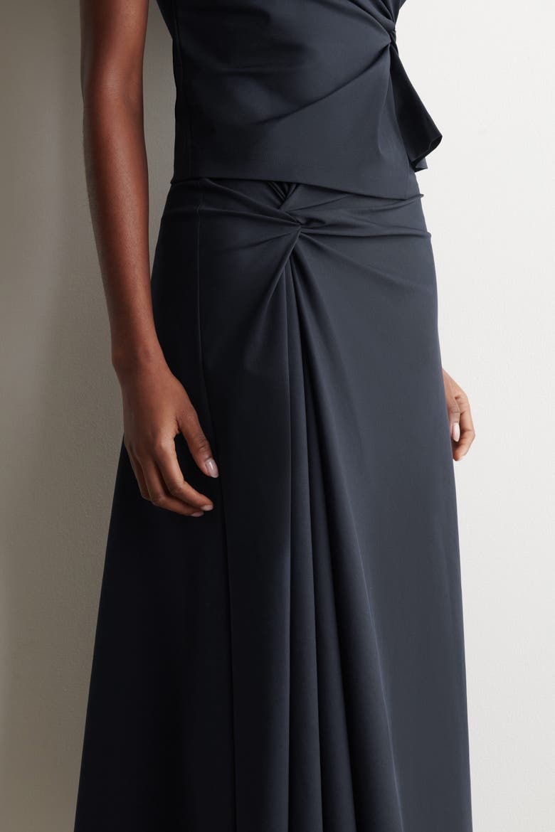 Twist-Detail Jersey Midi Skirt, Alternate, color, NAVY