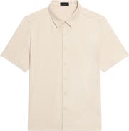 Theory Noran Short Sleeve Knit Button-Up Shirt