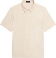Theory Noran Short Sleeve Knit Button-Up Shirt