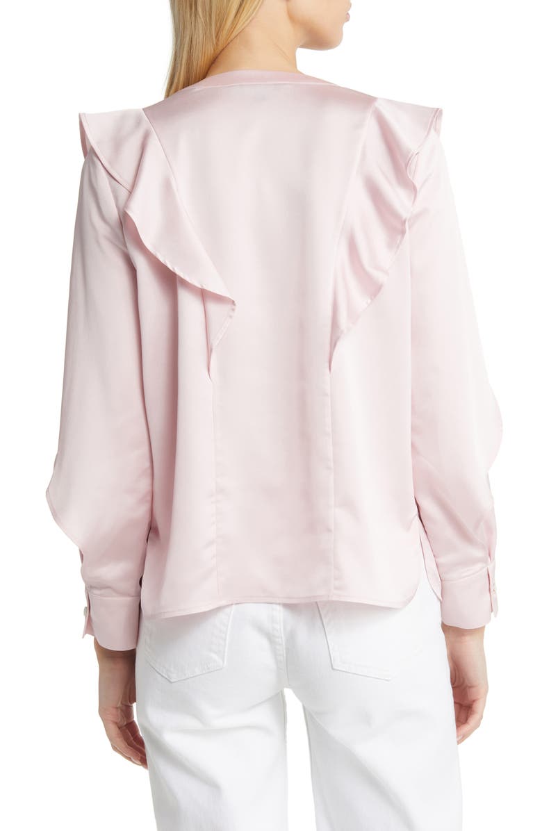 Misook Ruffle Detail Crêpe de Chine Blouse, Alternate, color, Rose Petal
