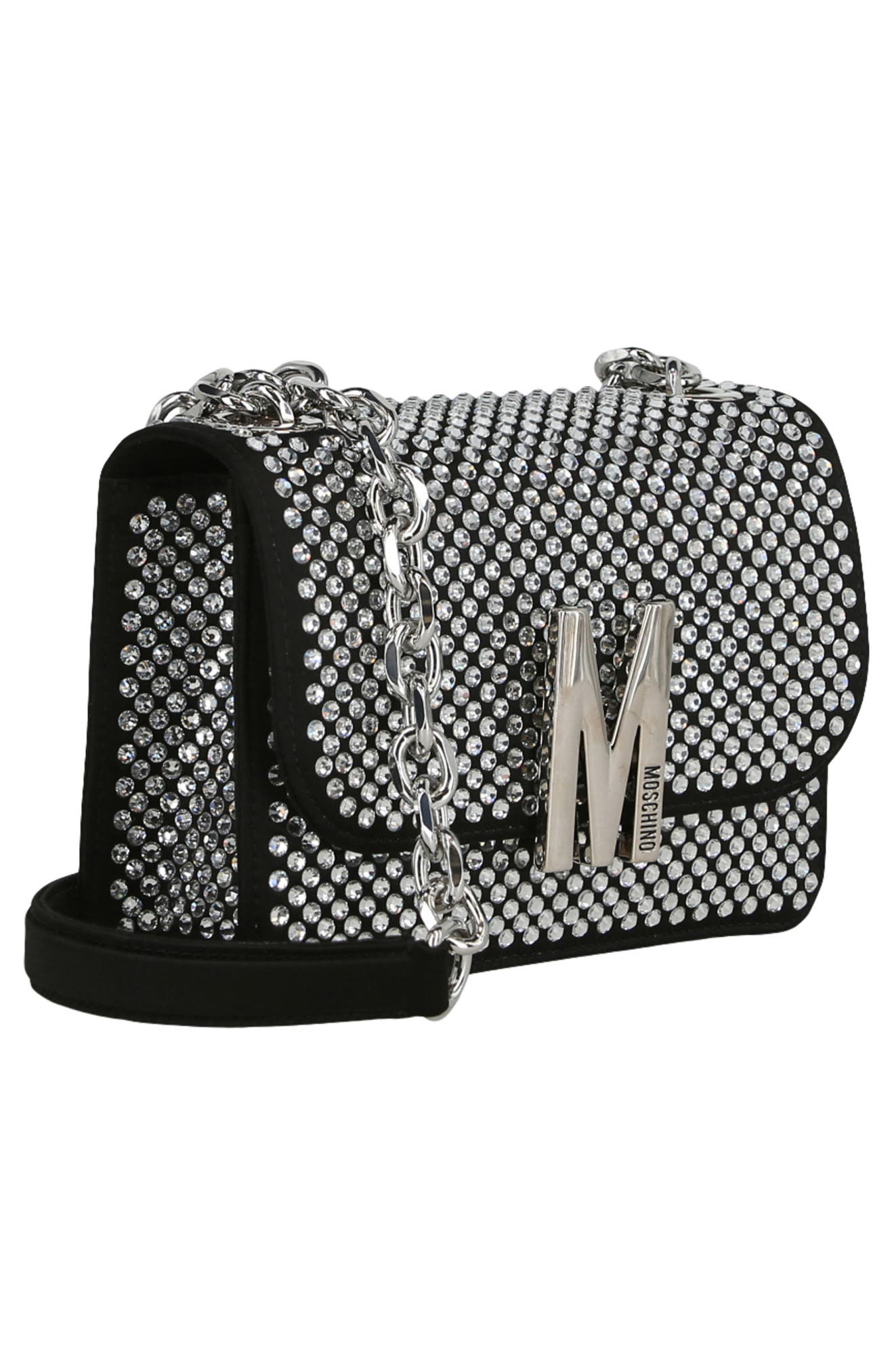 Moschino Crystal Embellished Crossbody Bag, Alternate, color, 