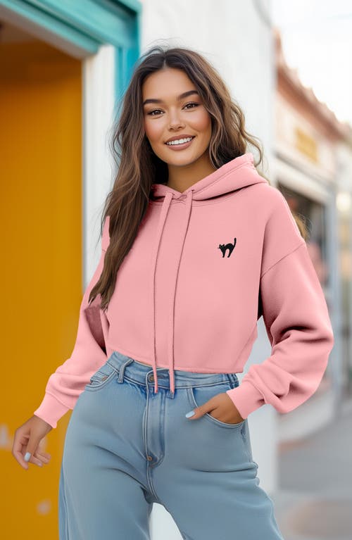 DALIX DALIX BLACK CAT CROPPED FLEECE HOODIE 