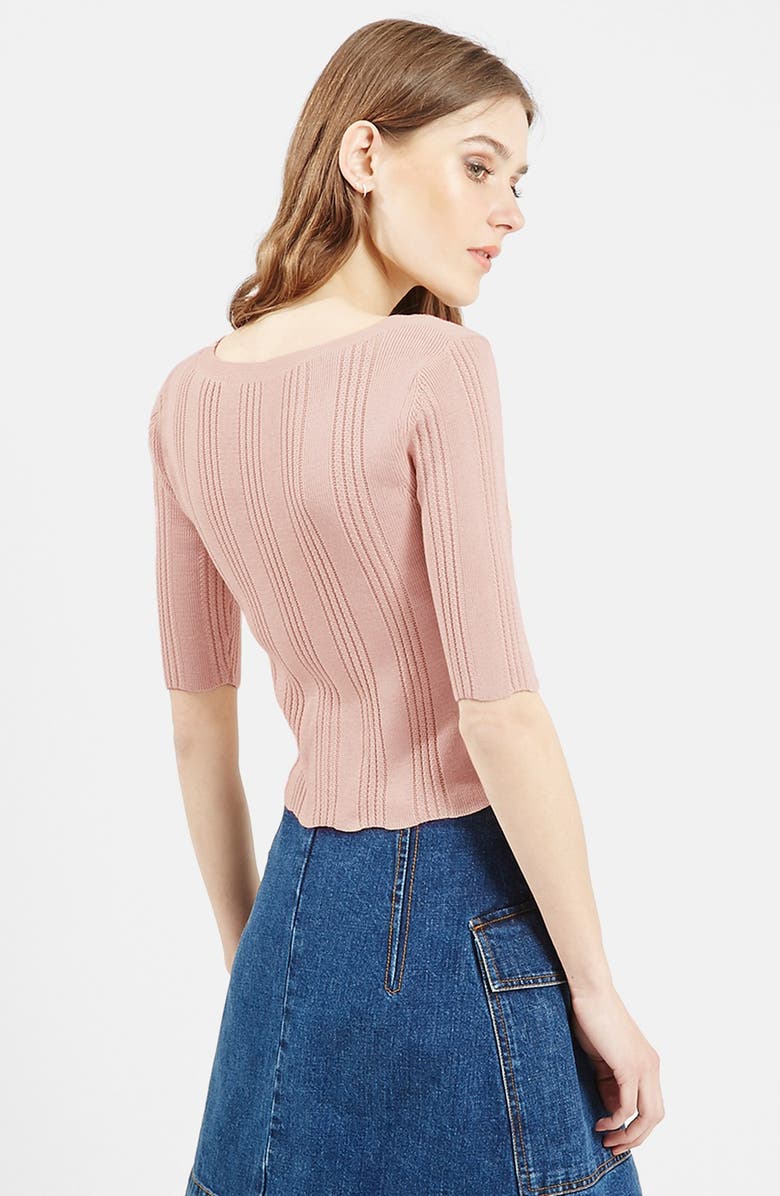 Topshop '70s Scoop Neck Crop Top, Alternate, color,