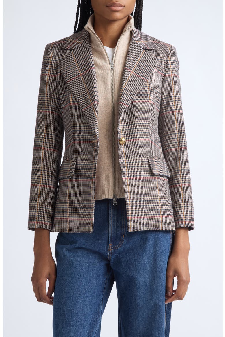 Healy Houndstooth Plaid Dickey Jacket, Alternate, color, BURGUNDY MULTI