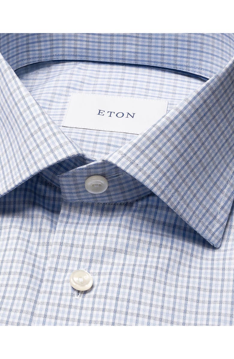Eton Contemporary Fit Microcheck Shirt, Alternate, color, Medium Blue