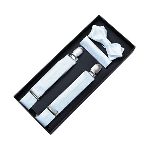 Moustache Suspenders Set In White