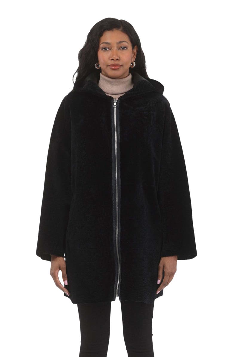 GORSKI Reversible Textured Shearling Lamb Jacket, Alternate, color, Black/Black
