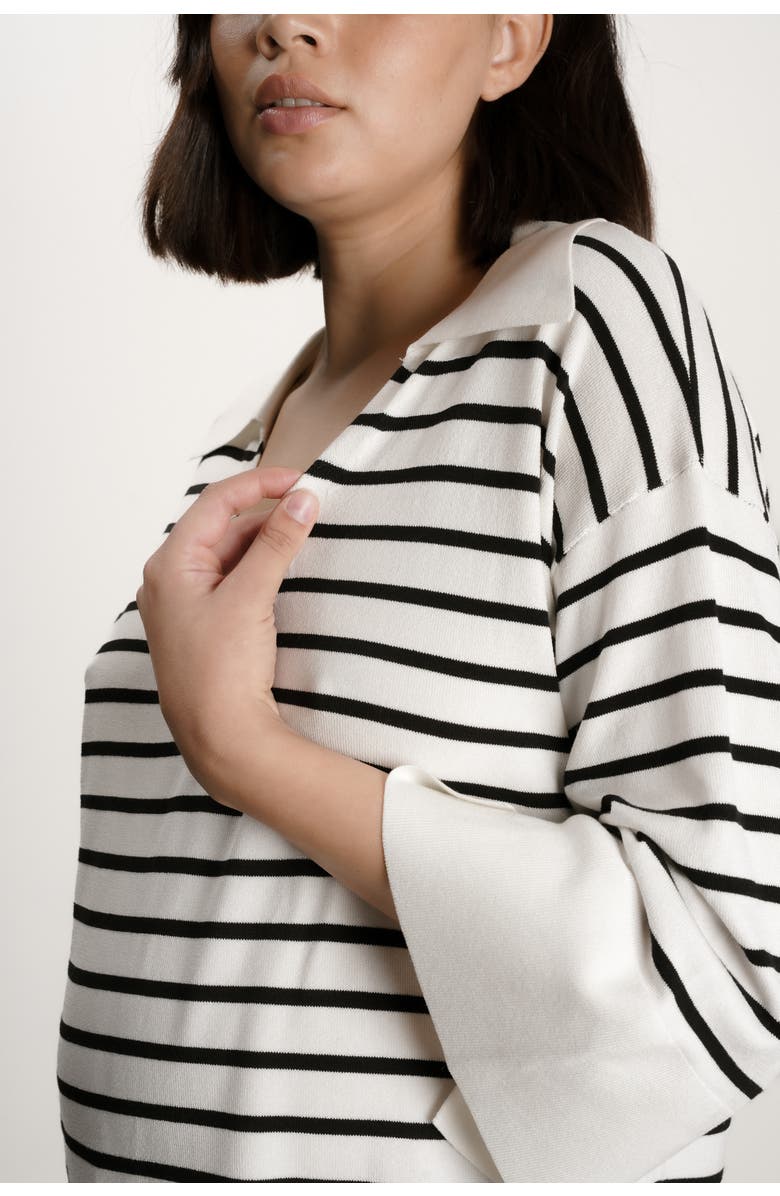 Nom Maternity Suki Maternity Sweater, Alternate, color, White & Black Striped