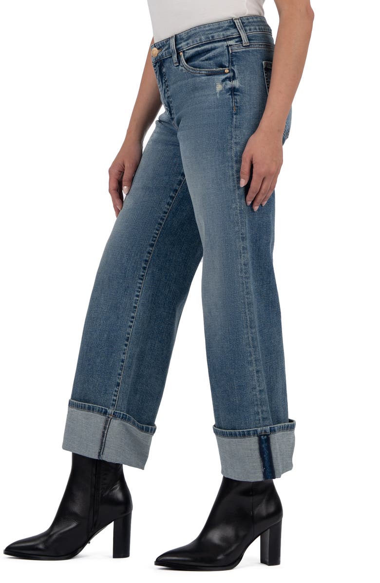 KUT from the Kloth Meg Cuffed Mid Rise Wide Leg Jeans, Alternate, color, Incontrovertible