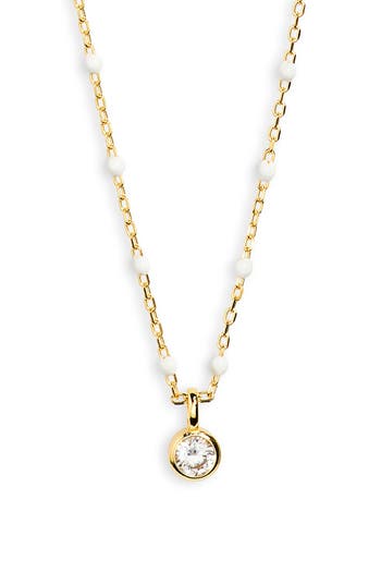 Argento Vivo Sterling Silver Enamel Station Cubic Zirconia Necklace In Gold