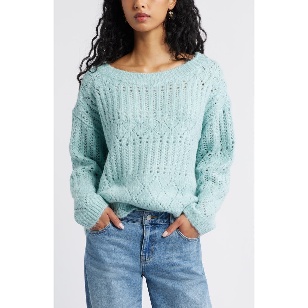 Bp. Open Stitch Oversize Sweater In Blue