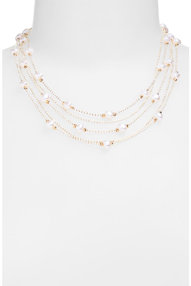 Multistrand Faux Pearl Necklace, Alternate, color, WHITE- GOLD