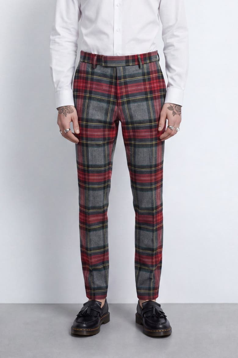 Cardosi Slim Fit Tuxedo Trousers, Alternate, color, Red Grey