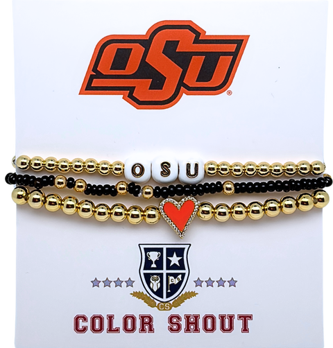 Oklahoma State Love My College Bracelet Stack