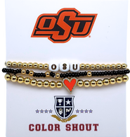 Color Shout Oklahoma State Love My College Bracelet Stack