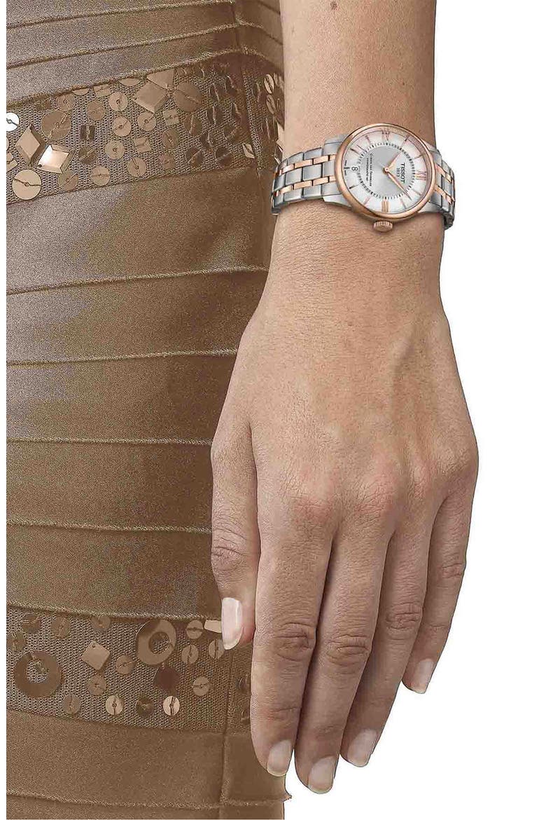 Chemin des Tourelles Powermatic 80 Bracelet Watch, 34mm, Alternate, color, SILVER/ ROSE GOLD