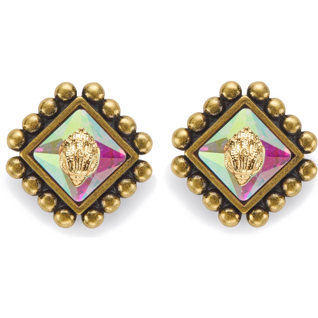 Kurt Geiger London Eagle Head Crystal Stud Earrings In Gold