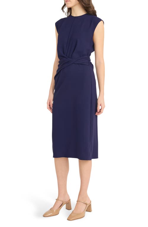 Luxely Beach Crepe Midi Dress In Blue